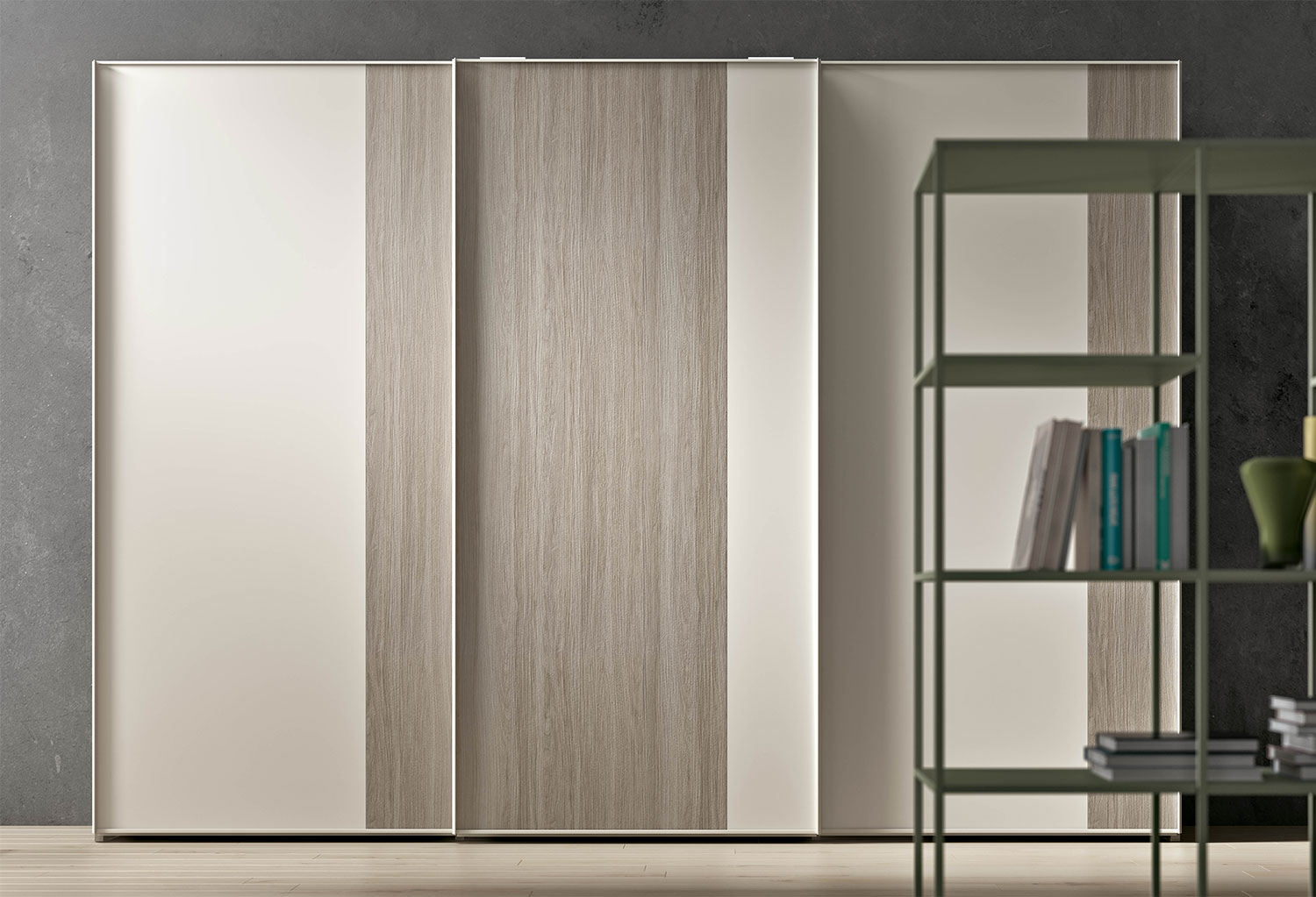 Slim two tone wardrobe with sliding doors CLEVER