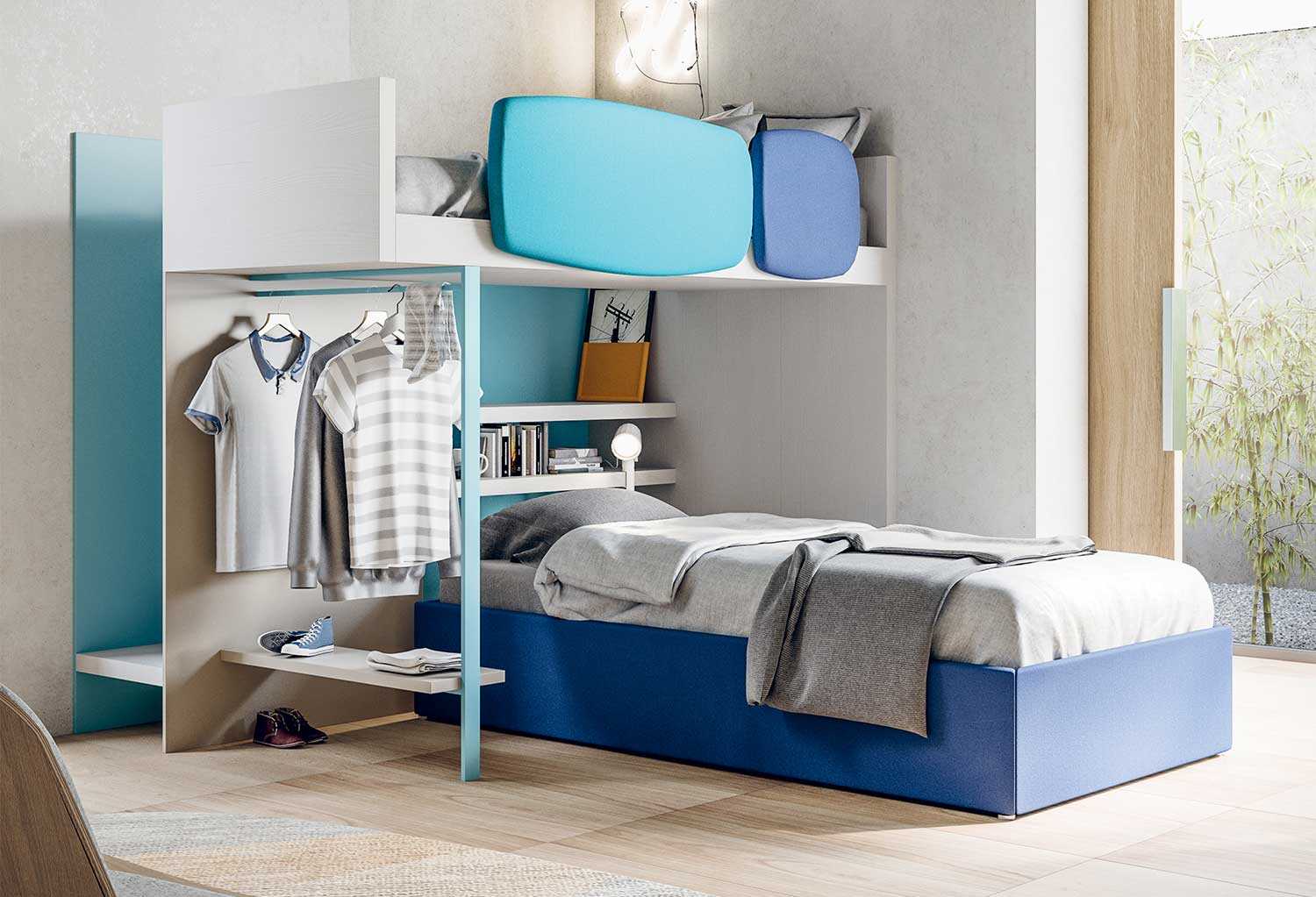 Letto a castello fisso con pedana posteriore Sky | CLEVER