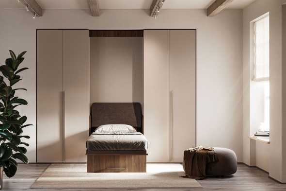 Armadio battente con letto a scomparsa verticale
