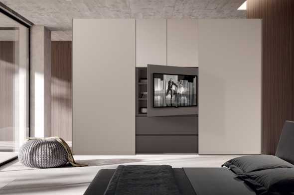 Armadio da camera da letto con televisore al centro Visual TV