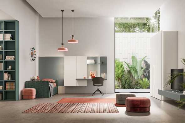 Cameretta minimal con divano letto contenitore Start T05