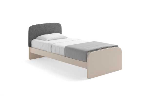 Struttura con testiera tessile per letto senza rete Nadir