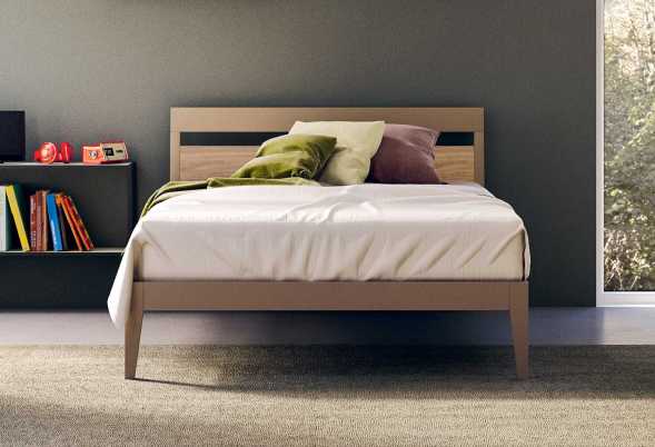 Letto senza contenitore con testiera in legno massello Fresh