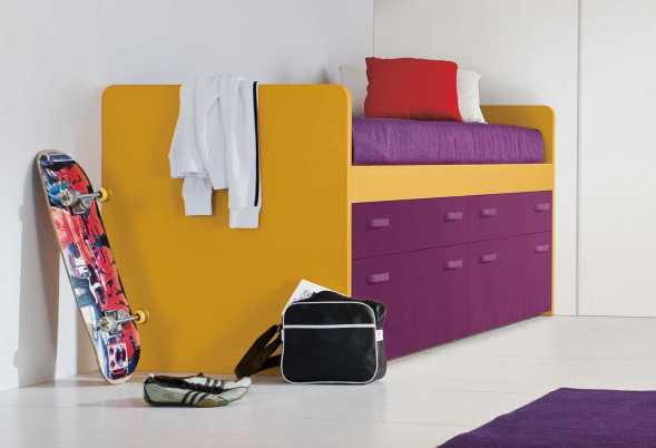 Letto singolo attrezzato con cassetti Lobby Box