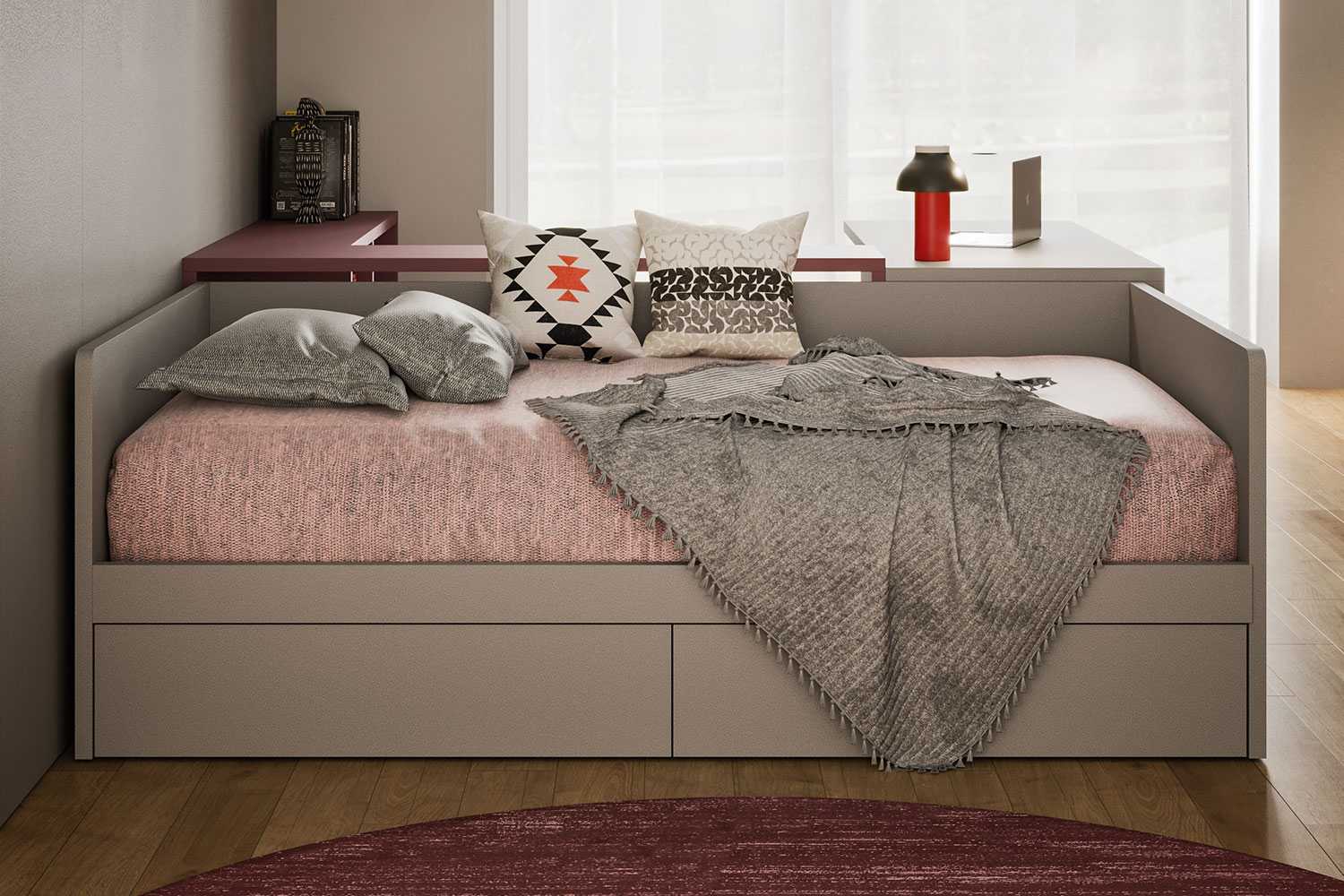Il divano letto Apollo può essere scelto in due finiture e colori