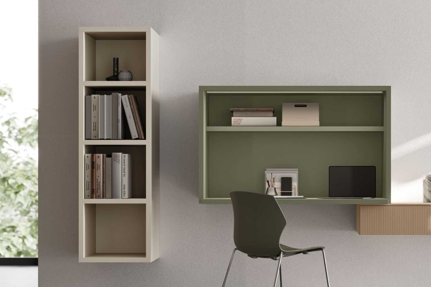 3- or 4- tier wall-mounted open bookcase Kubo