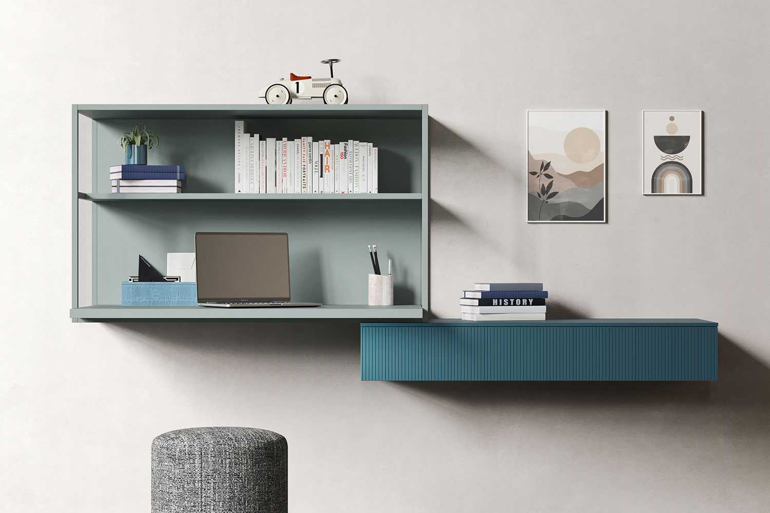 Modern wall mounted desk with shelf Kios