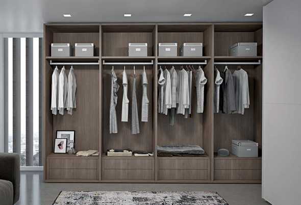 Cabina armadio Start-Lineare. Componibile, realizzabile su misura, personalizzabile per modelli, dimensioni, finiture e colori.