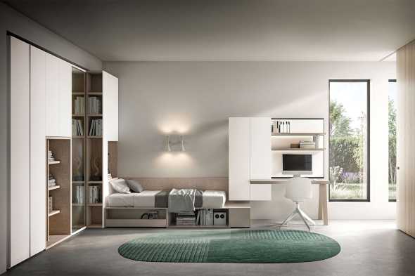 Cameretta con letto singolo e armadio Start S06 