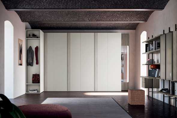 Corner wardrobe with side shelves W23_09