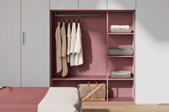 Open wardrobe with a metal frame Kios