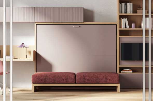 Single horizontal murphy bed Nikai, also available as a large single and French double wall bed
