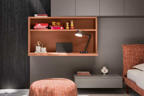 Wall hung desk with back panel Kubo