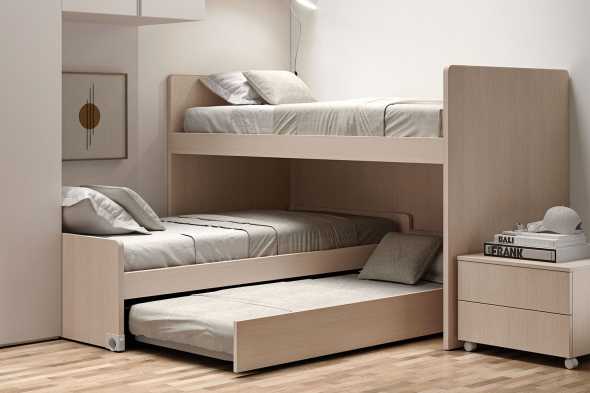 Letto singolo attrezzato e componibile, perfetto per sistemi a ponte