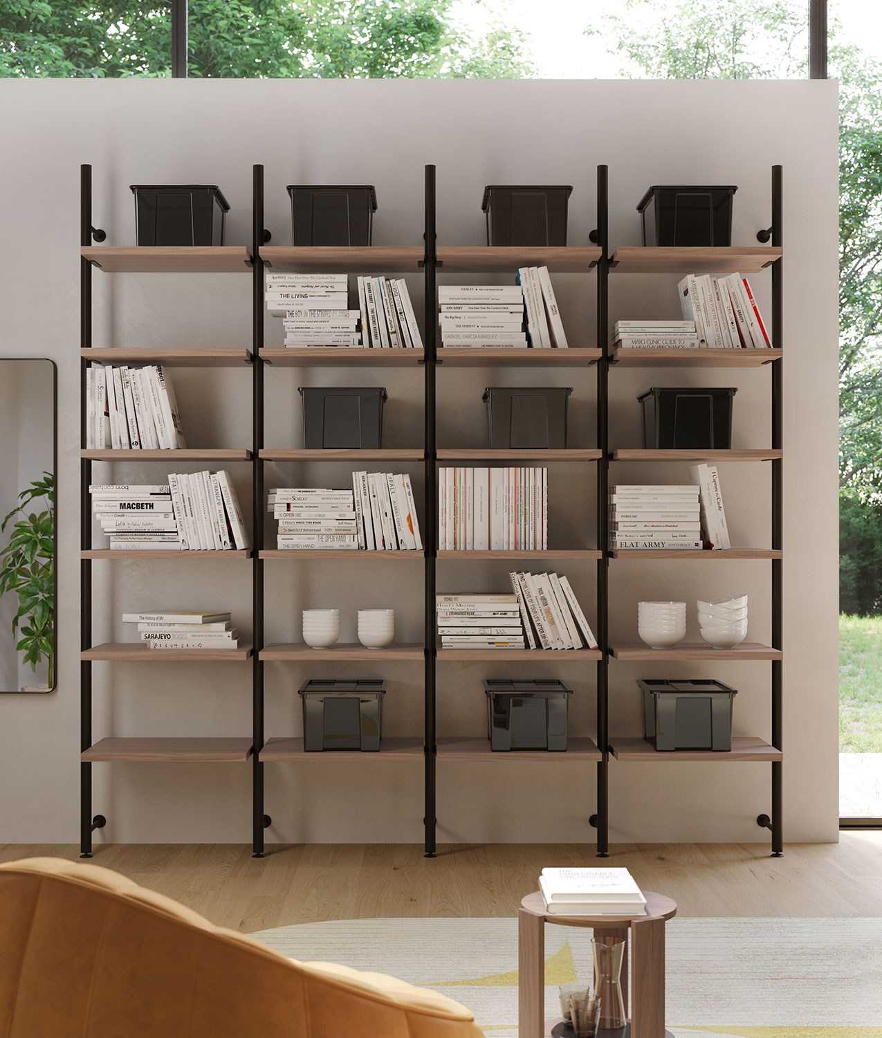 Cabina armadio con pali e ripiani