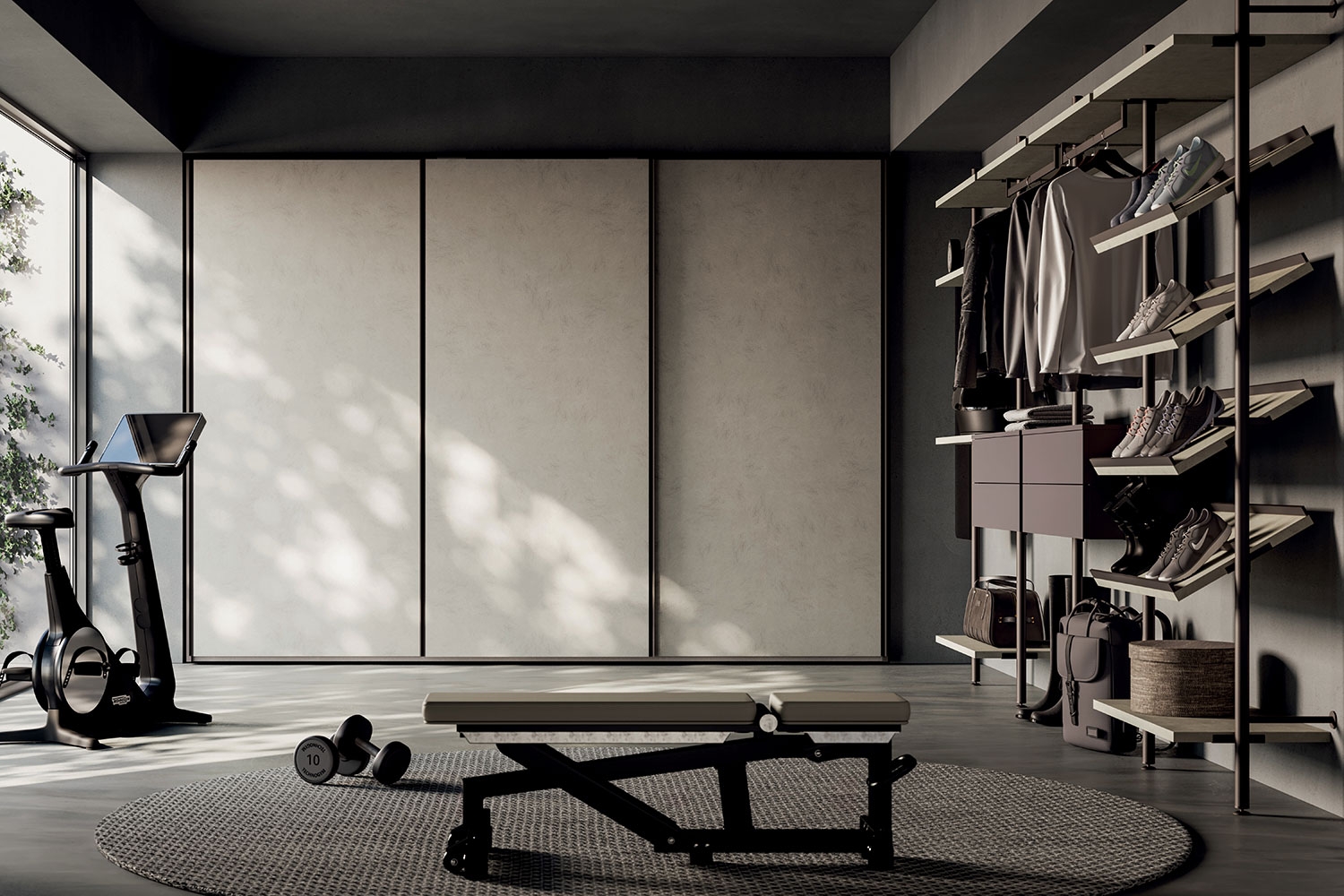 Stanza hobby con palestra domestica