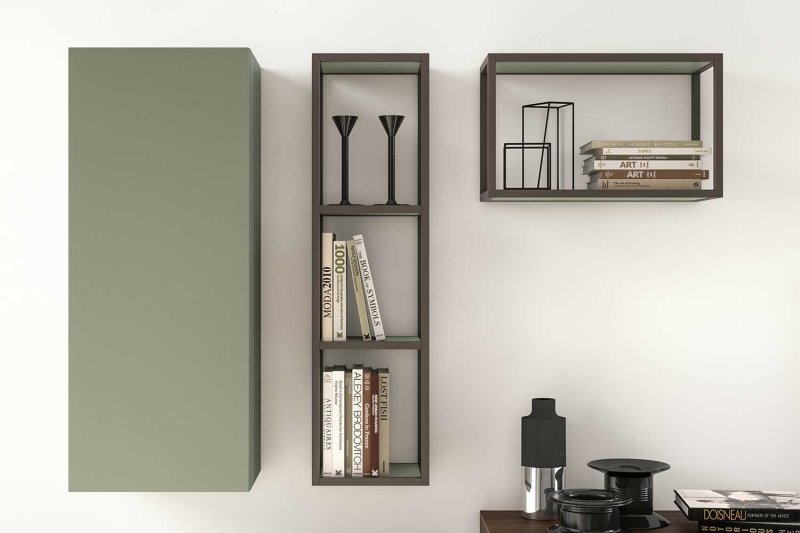 Mensola a forma di scaffale con struttura metallica minimalista