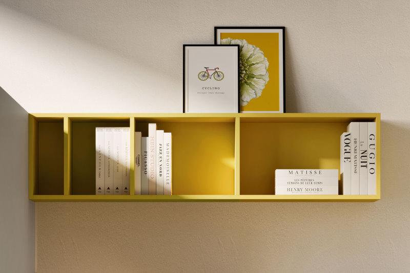 Mensola contenitore con scomparti e divisori interni