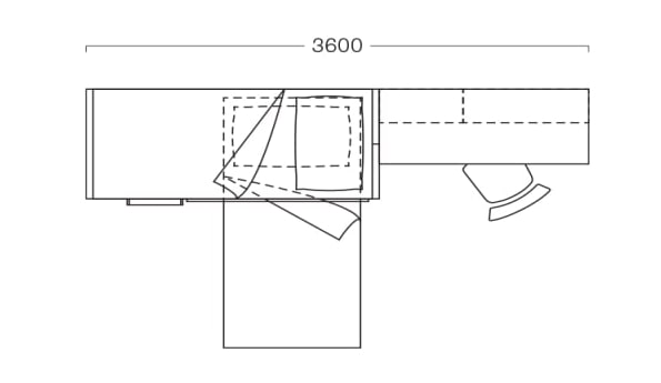 Piantina di cameretta con letti a castello lunga 360 cm S32