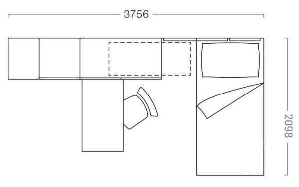 375 x 209 cm kids bedroom floor plan