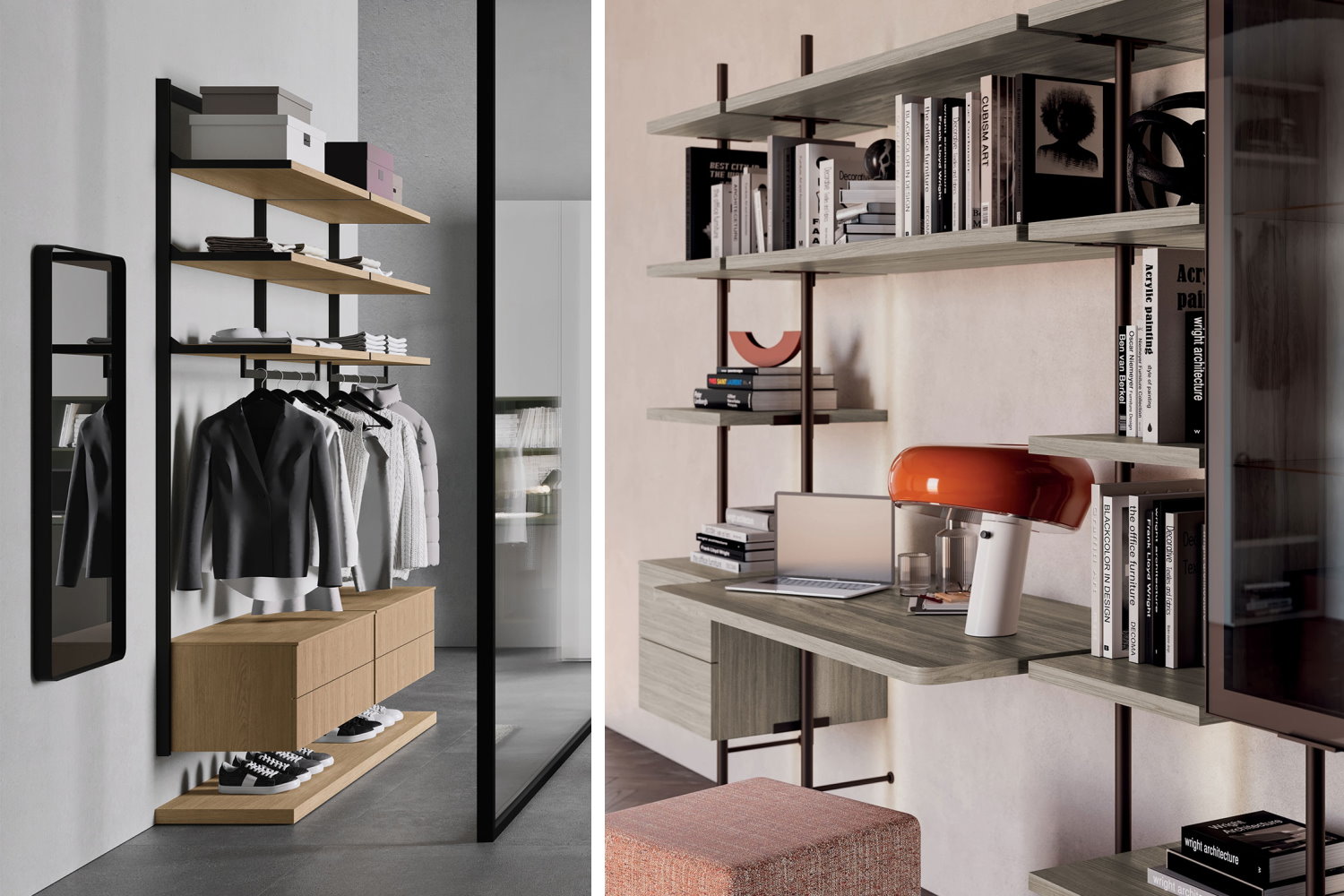 Cabine armadio a pali, due idee d'arredo