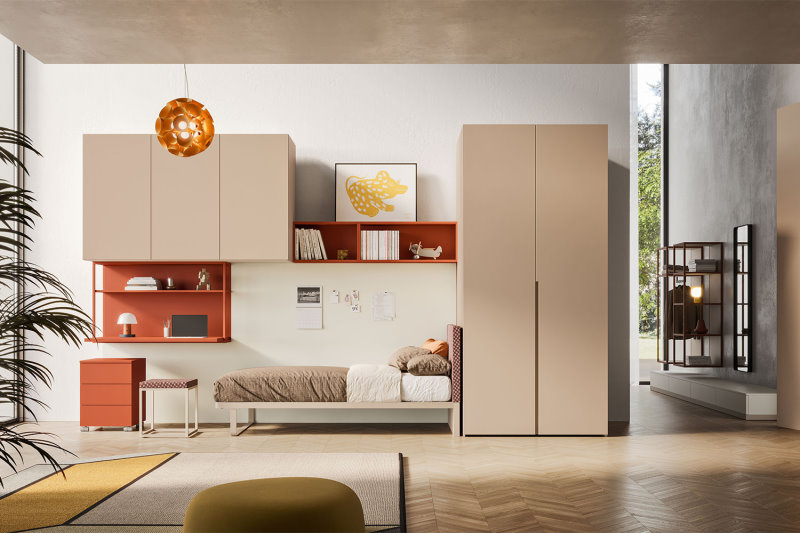 Cameretta arancione ispirata al colore Brandied Melon di Pantone