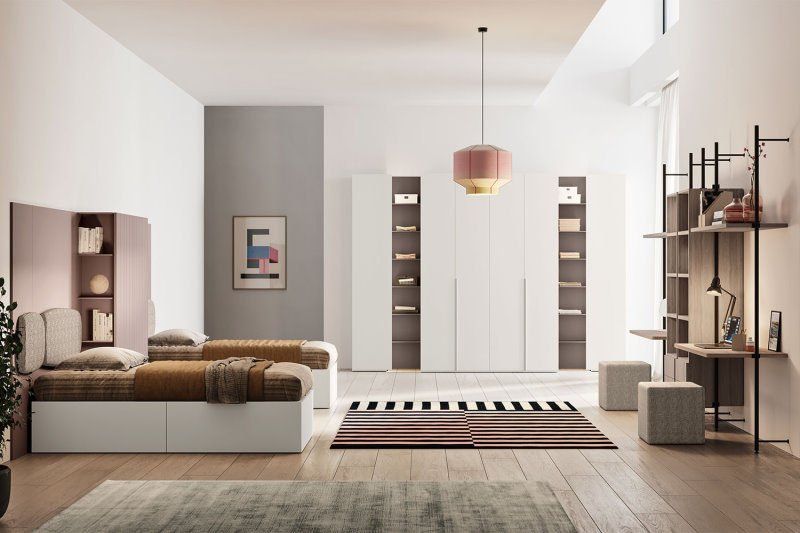 Cameretta doppia rosa e grigia