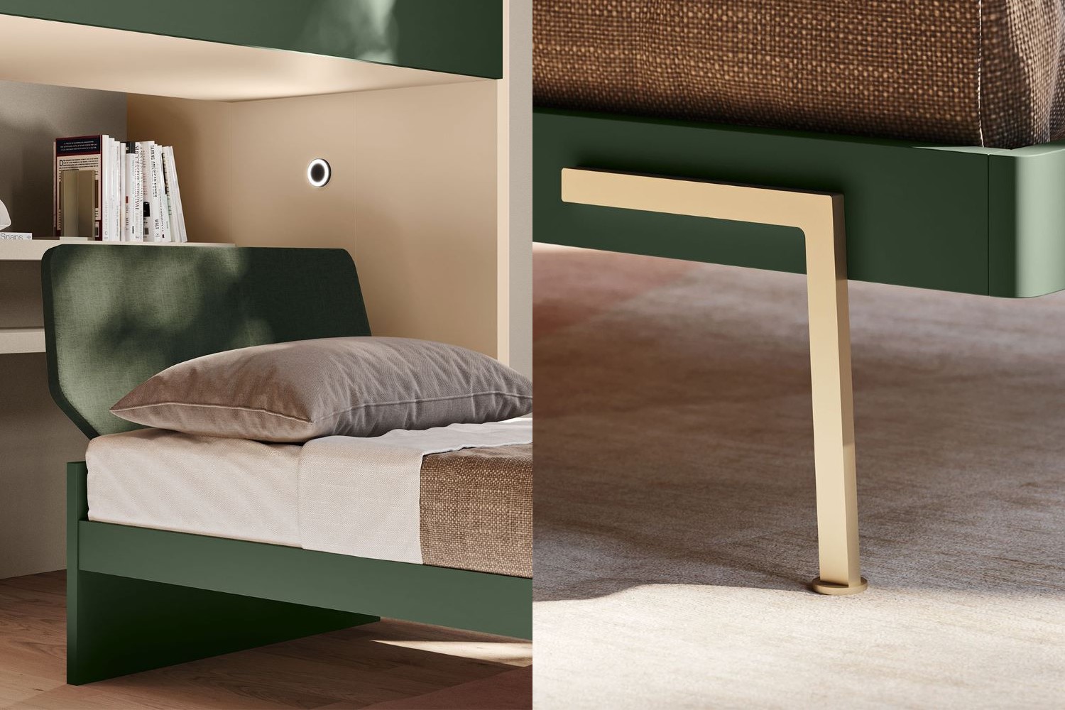 Abbinamento d'esempio: laccato verde, tessuto verde, metallizzato