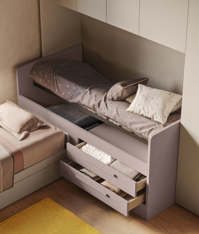Letto alto con cassetti Lobby Corner di Clever