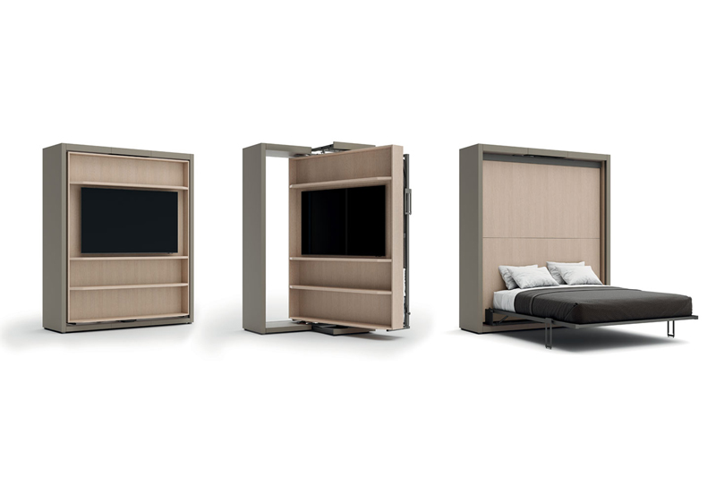 Schema del letto con meccanismo girevole con porta TV