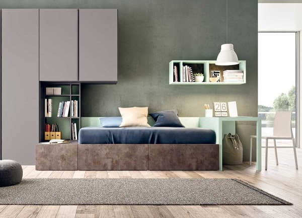 Letto singolo con scrivania incorporata XL