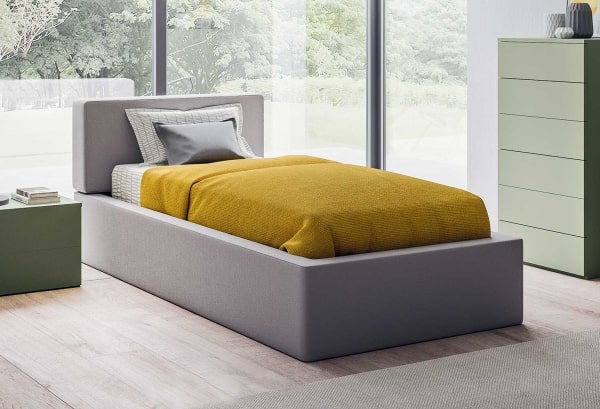 Letto singolo con contenitore grigio Quadro