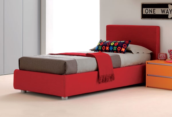 Letto singolo rosso da cameretta Less