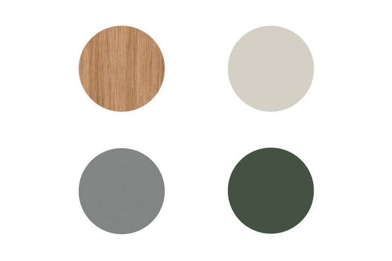Palette grigia, verde e legno di Clever