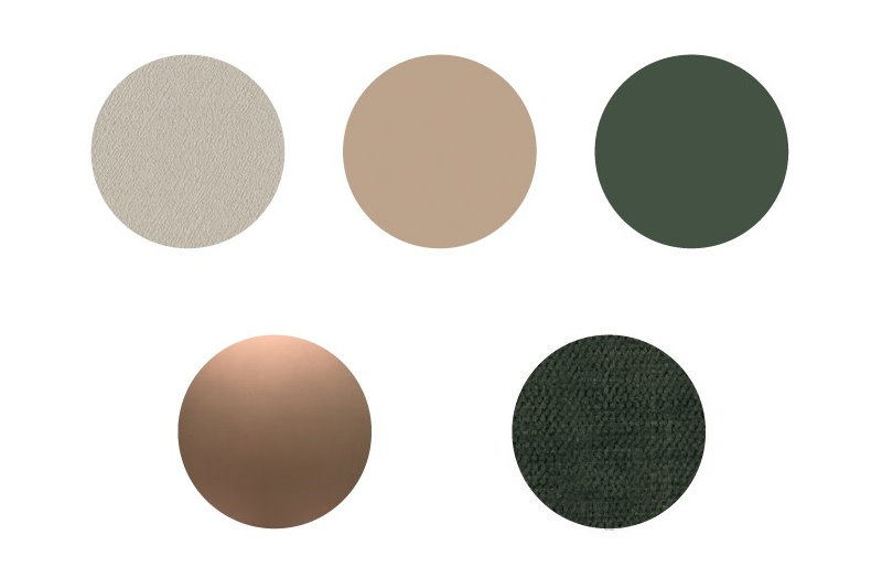 Palette verde scuro, beige e bronzo metallizzato di Clever