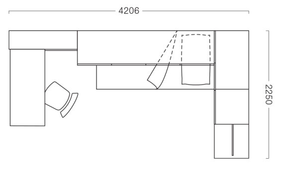 420 x 225 cm furniture plan for girl's room