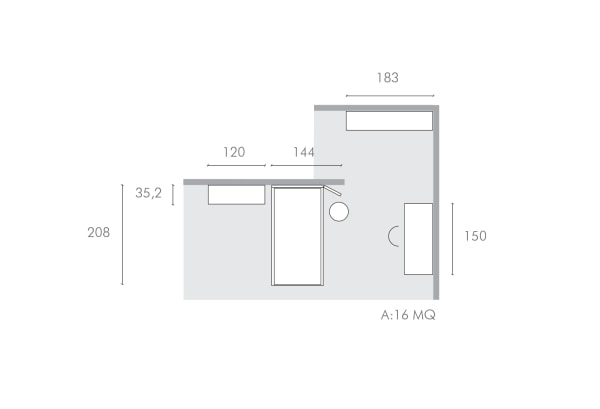 Plan of a 16 square meter boy's room