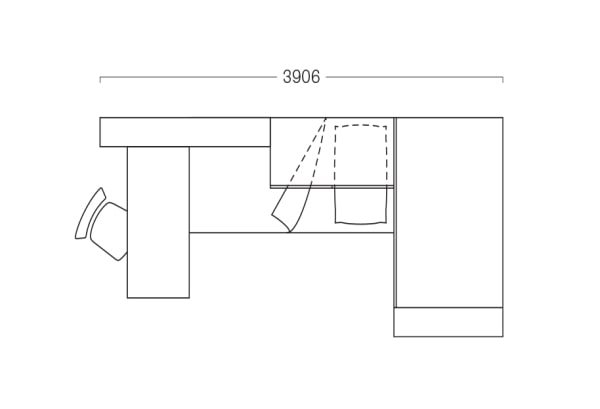 Plan of girl's bedroom with large wardrobe