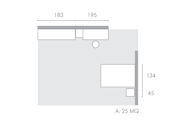 Plan of a large bedroom for a girl