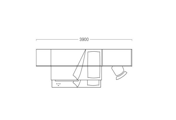 Plan of a space saving bedroom set for 2 girls