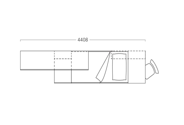 Plan of a narrow bedroom set for girls