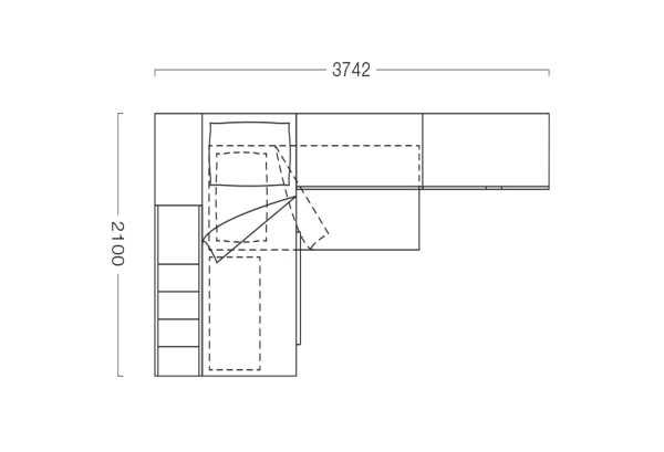 Plan of a bedroom set for one or two girls